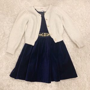 Blue Gymboree Dress and Cream Cardigan